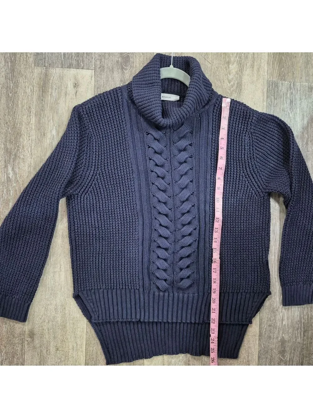 Women's N / NICHOLAS Navy Cable Knit Turtleneck Sweater Size 8
